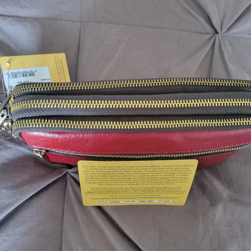 Patricia Nash Red Leather Wristlet Clutch - Picture 7 of 9